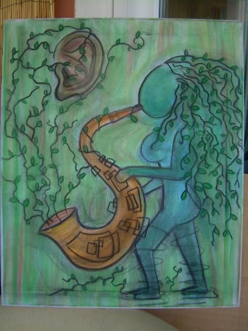 Drawing titled "Muzika zan" by Babourosie, Original Artwork