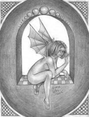 Disegno intitolato "Dragon Lady" da Renee Ware, Opera d'arte originale