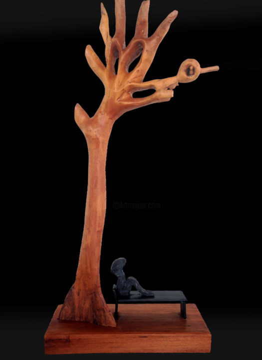 Sculpture titled "contemplação" by R Bacchi, Original Artwork, Wood