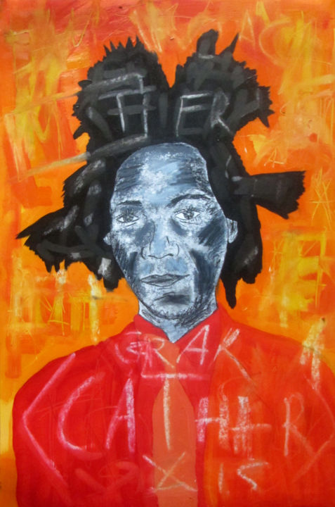 Painting titled "Jean-michel basquiat" by Bachi Jincharadze, Original Artwork, Oil