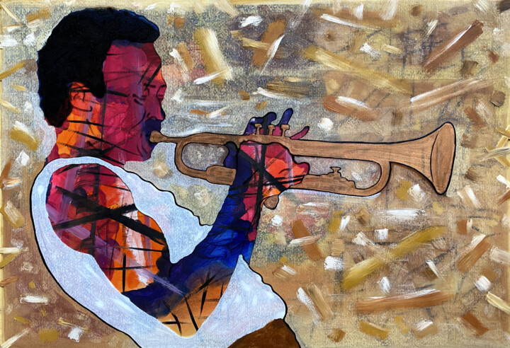 Malerei mit dem Titel "Miles Davis II" von Bachi Jincharadze, Original-Kunstwerk, Öl