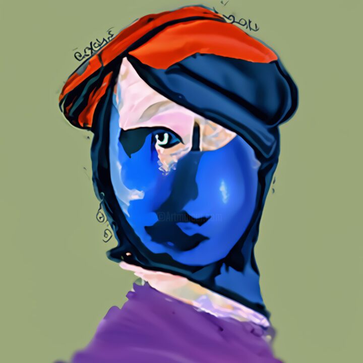 Цифровое искусство под названием "Woman's portrait" - Bachir Reddioui, Подлинное произведение искусства, Цифровая живопись