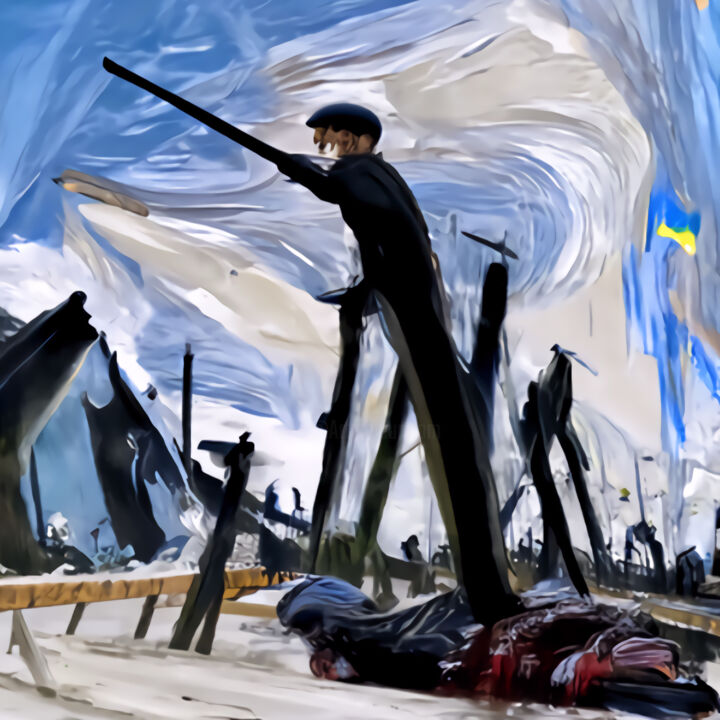 Digital Arts titled "Battle scene" by Bachir Reddioui, Original Artwork, Digital Painting