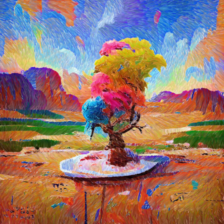 Digital Arts titled "Desert mirage" by Bachir Reddioui, Original Artwork, Digital Painting