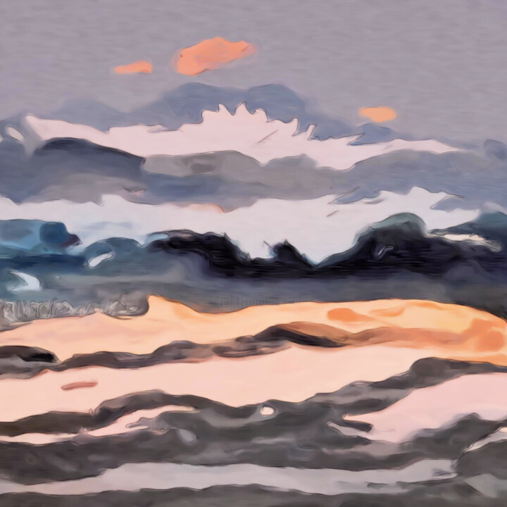 Arts numériques intitulée "The ocean at sunset" par Bachir Reddioui, Œuvre d'art originale, Peinture numérique