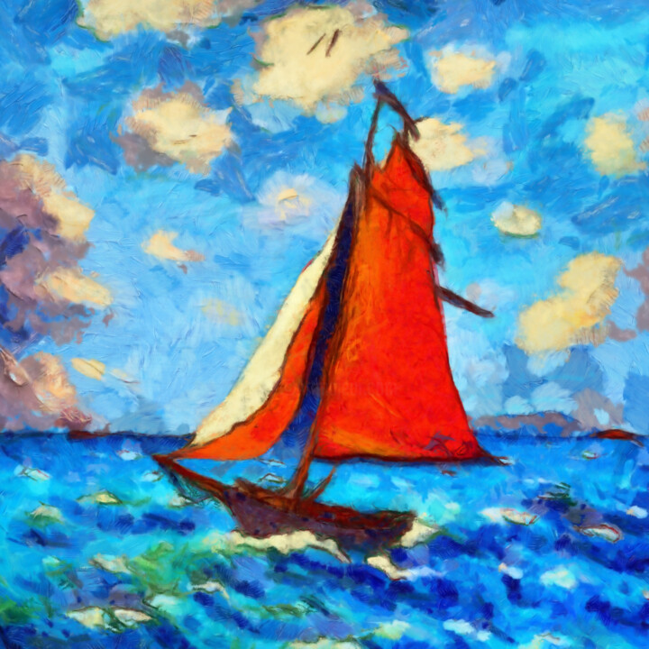 Digital Arts titled "Sea breeze" by Bachir Reddioui, Original Artwork, Digital Painting
