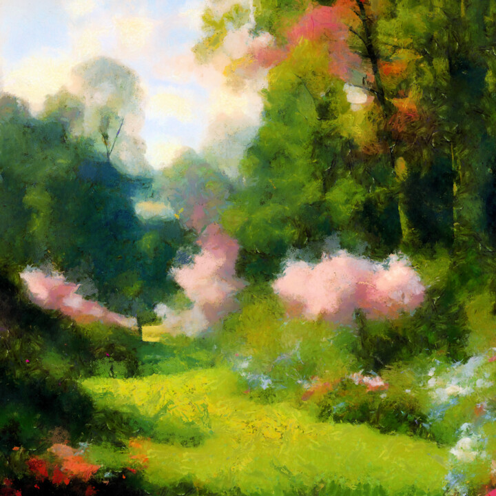 Digital Arts titled "Springtime Serenity" by Bachir Reddioui, Original Artwork, Digital Painting