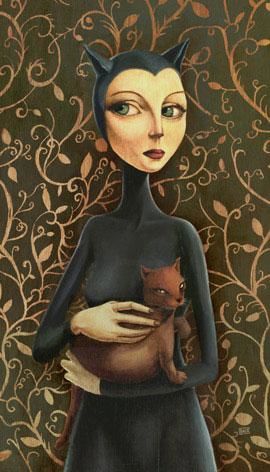 Peinture intitulée "catwoman" par Fabrice Backes, Œuvre d'art originale, Huile