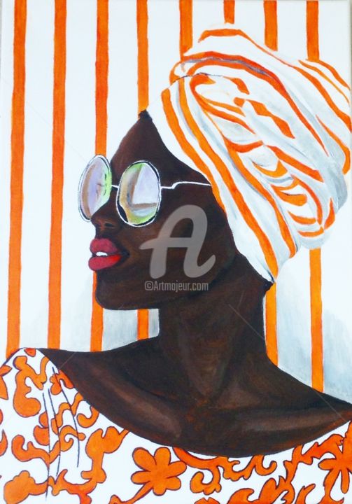 Painting titled "Orange mood" by Ro, Original Artwork, Acrylic