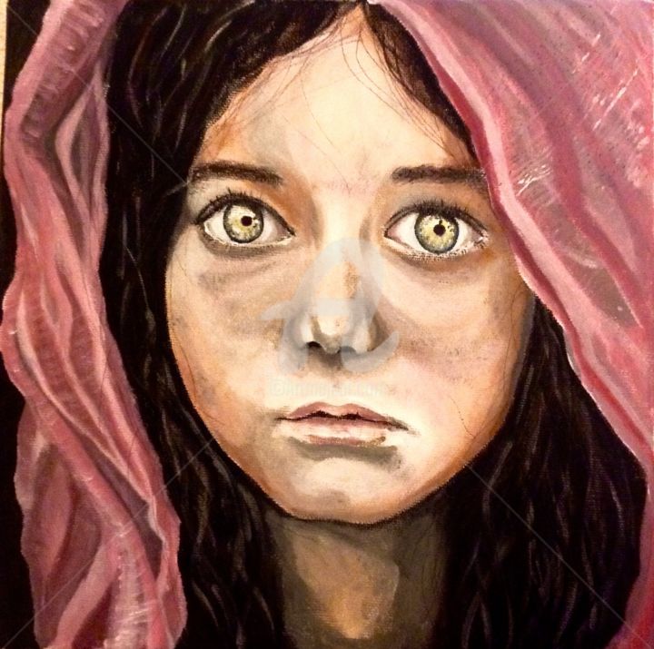 Peinture intitulée "little girl" par Ro, Œuvre d'art originale, Acrylique