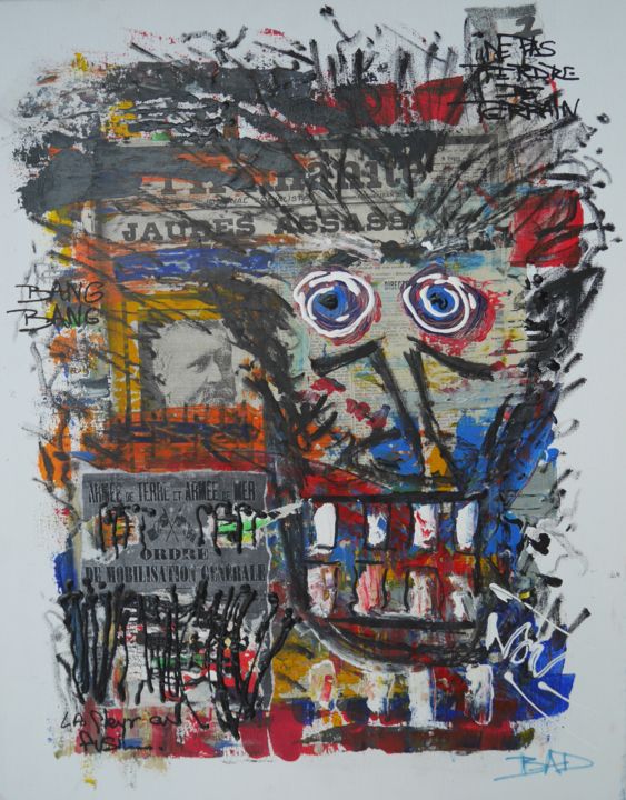 Painting titled "NE PAS PERDRE DE TE…" by Bad, Original Artwork, Acrylic Mounted on Wood Stretcher frame