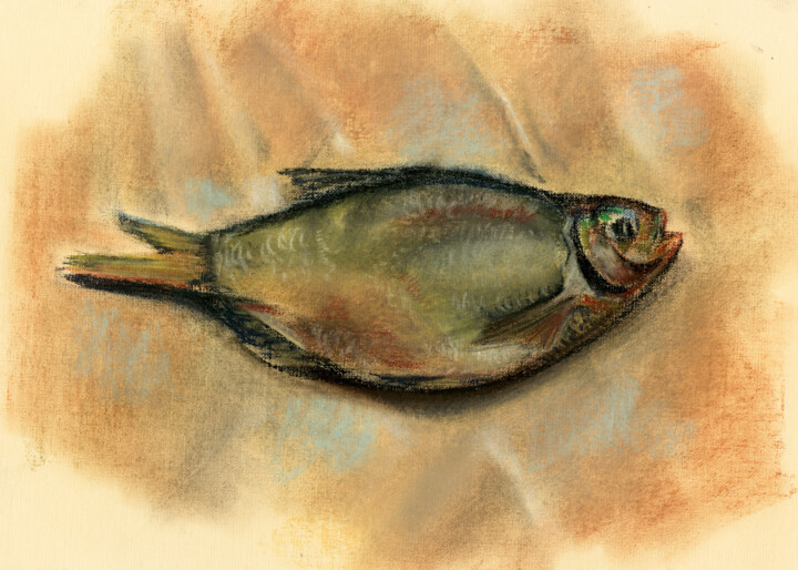Картина под названием "Рыба" - Анна Бадалян, Подлинное произведение искусства, Пастель