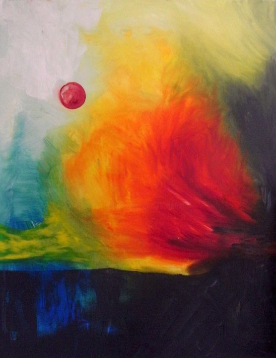 Malerei mit dem Titel "Himmelsfeuer" von Baderart, Original-Kunstwerk, Öl