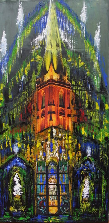 Peinture intitulée "Nikolaikirche" par Baderart, Œuvre d'art originale, Huile