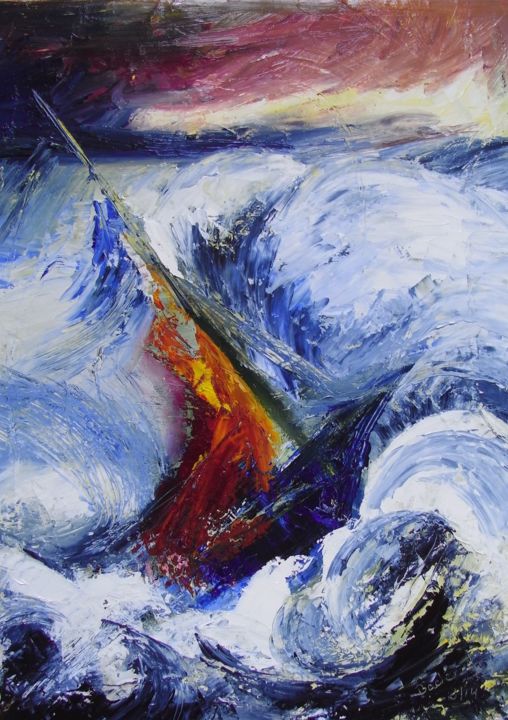 Painting titled "Sturm" by Baderart, Original Artwork, Oil