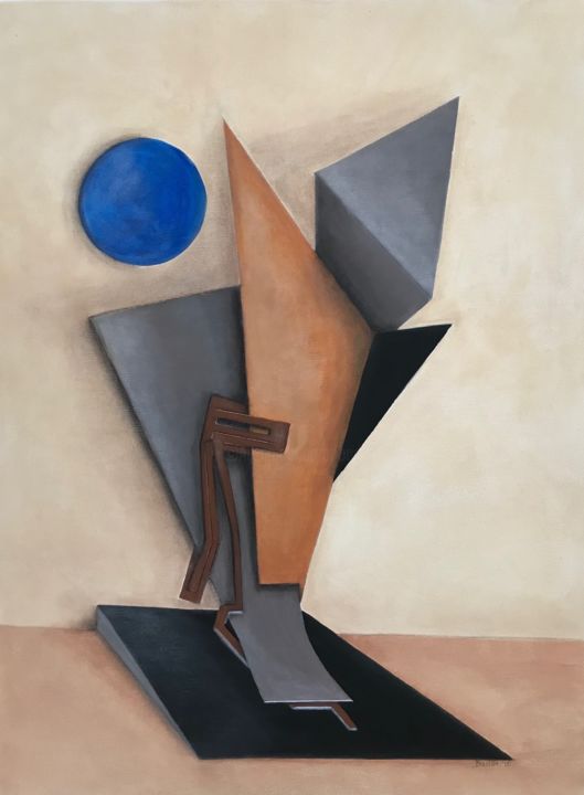 Malerei mit dem Titel "Der blaue Punkt" von Baderart, Original-Kunstwerk, Acryl