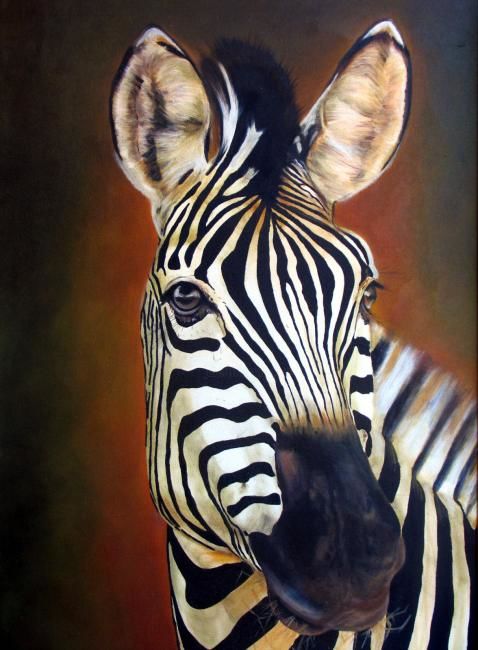 Painting titled "Zebra" by Fiona Mason, Original Artwork