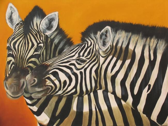 Peinture intitulée "Pair of Zebra's" par Fiona Mason, Œuvre d'art originale