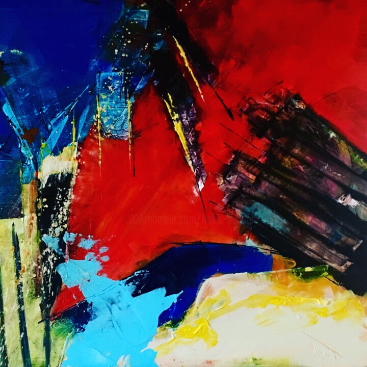 Peinture intitulée "vue du ciel 1" par Badia, Œuvre d'art originale, Acrylique