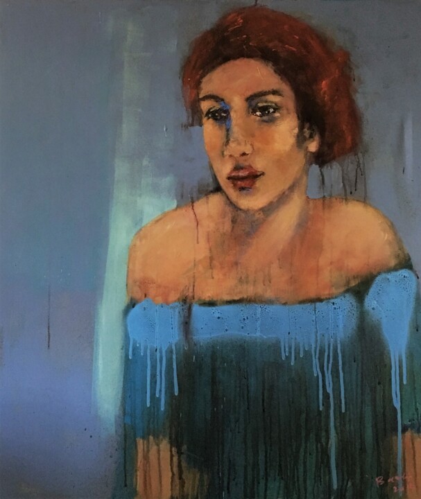 Painting titled "Regard de femme 56" by Badia, Original Artwork, Acrylic