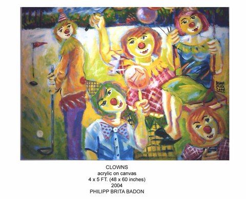 Ζωγραφική με τίτλο "clowns (mural)" από Philipp Brita Badon, Αυθεντικά έργα τέχνης