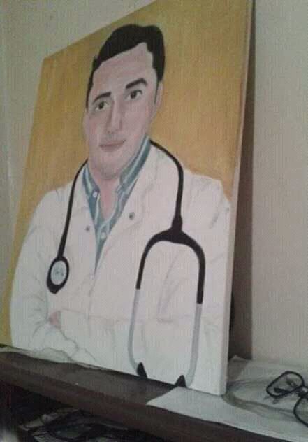 Schilderij getiteld "Docteur" door Abdel Ilah Ouchen, Origineel Kunstwerk, Tabel kunst