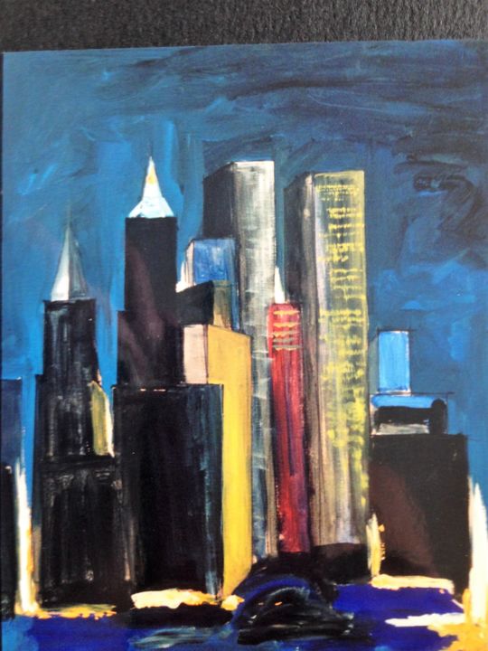 Painting titled "N.Y. 2" by Pierre-Jean Bechade, Original Artwork, Acrylic