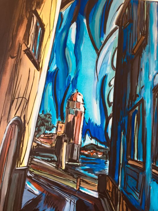 Malerei mit dem Titel "Collioure 2019" von Pierre-Jean Bechade, Original-Kunstwerk, Acryl