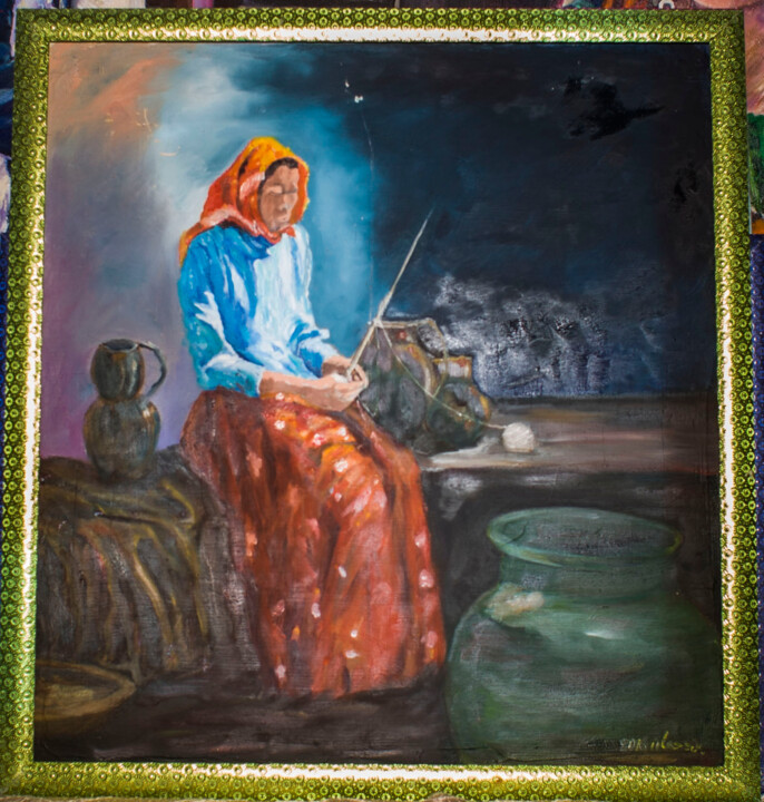 Peinture intitulée "La femme de la nuit" par Baghdadi Bendahmane, Œuvre d'art originale