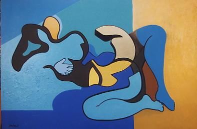 Painting titled "Deux Avatars" by Julien Bagout, Original Artwork