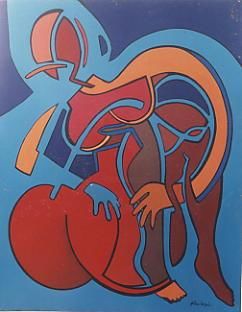 Peinture intitulée "Femme recto" par Julien Bagout, Œuvre d'art originale,