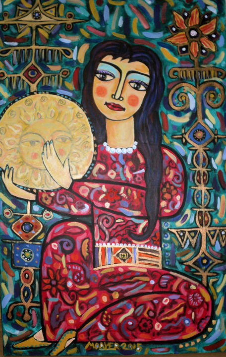 Malerei mit dem Titel "Girl" von Bahador, Original-Kunstwerk, Acryl