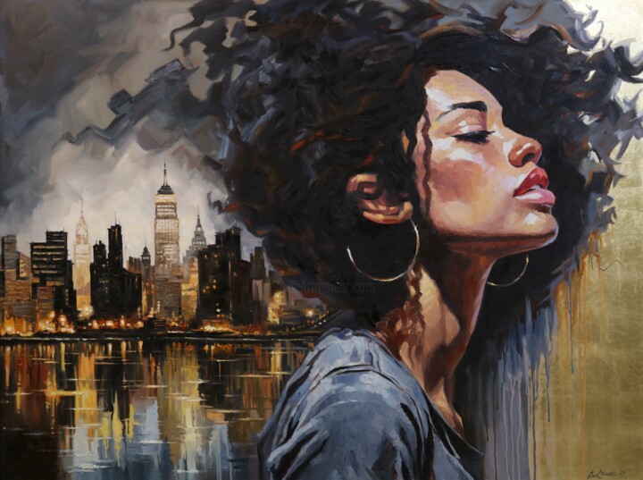 Malarstwo zatytułowany „The blues of New Yo…” autorstwa Baiba Limane, Oryginalna praca, Olej