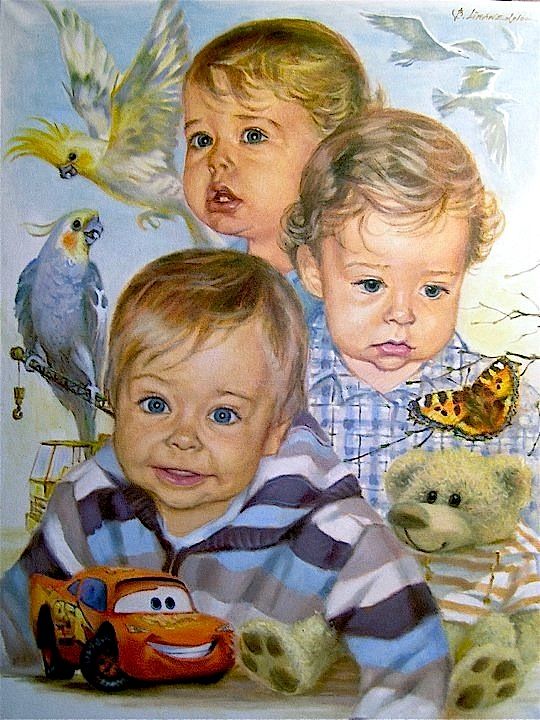 Painting titled "Little Rudolph" by baibalimane, Original Art, Oil