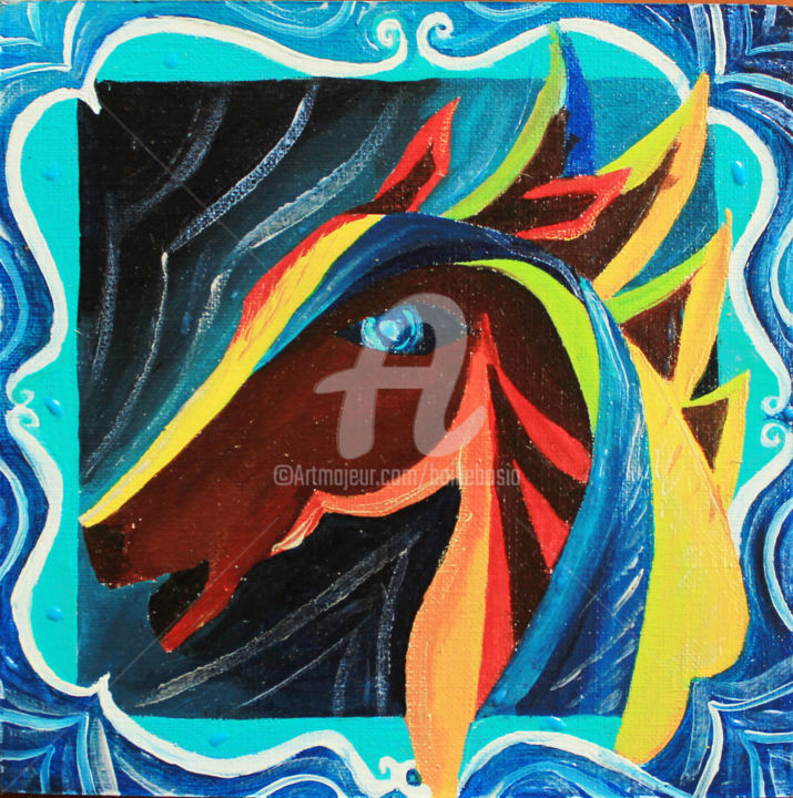 Peinture intitulée "Le cheval Bourbon" par Jez Bb, Œuvre d'art originale, Autre