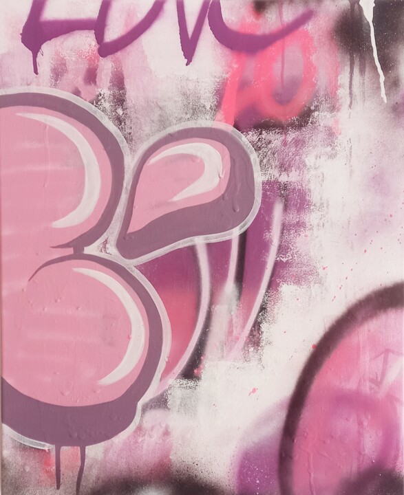 Peinture intitulée "Pink wall" par Baiz Bass, Œuvre d'art originale, Acrylique Monté sur Panneau de bois