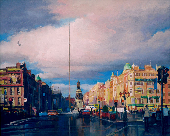 Peinture intitulée "Центр Дублина,Ирлан…" par Valerij Makovoj, Œuvre d'art originale, Acrylique