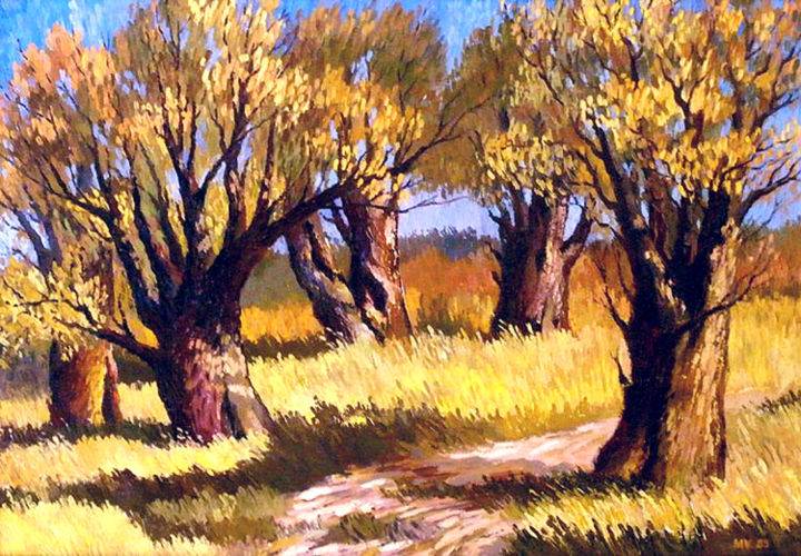 Painting titled ",,Вербы,, в пос.Бел…" by Valerij Makovoj, Original Art, Oil