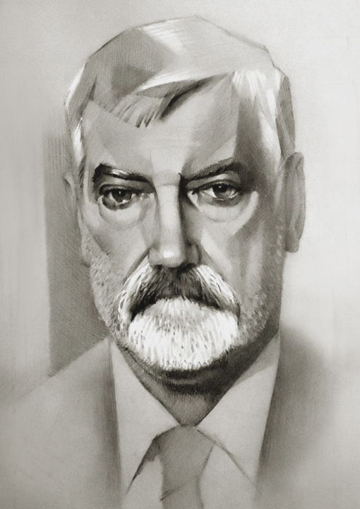 Drawing titled "Портрет Сергея Мирс…" by Valerij Makovoj, Original Artwork, Pencil