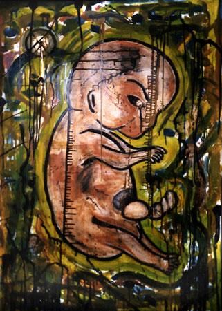 "L'Embryon" başlıklı Tablo Bajou tarafından, Orijinal sanat, Petrol