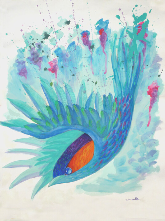 Peinture intitulée "Rosso Blu" par Cabria, Œuvre d'art originale, Acrylique