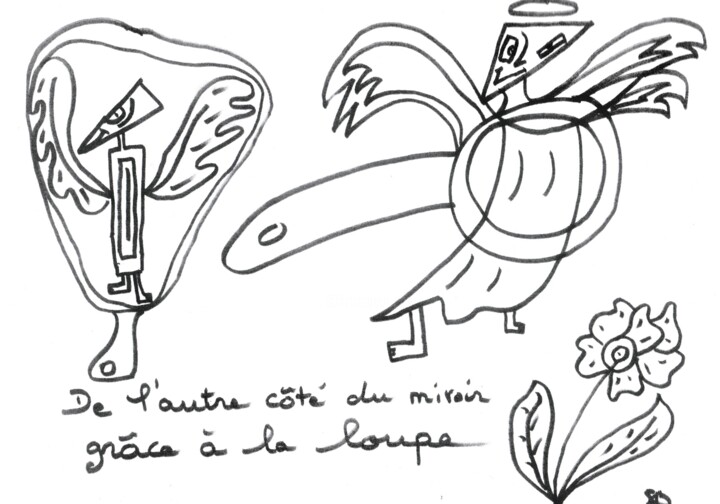 Dessin intitulée "Anges imaginaires v…" par Balavoine Sophie, Œuvre d'art originale, Marqueur