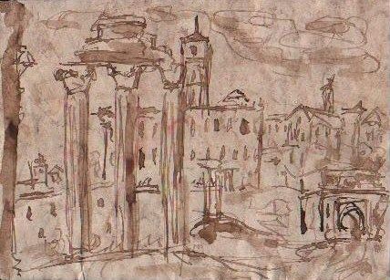 Disegno intitolato "fori romani" da Baldas, Opera d'arte originale