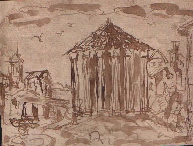 Disegno intitolato "tempio di vesta" da Baldas, Opera d'arte originale, Altro