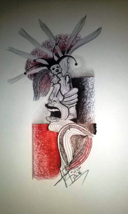 Malerei mit dem Titel "frustration  ( Acry…" von Baleme Khettab, Original-Kunstwerk