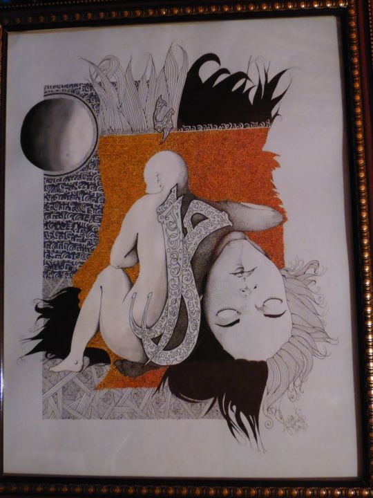 Pittura intitolato "Douleur & Espoir Ac…" da Baleme Khettab, Opera d'arte originale