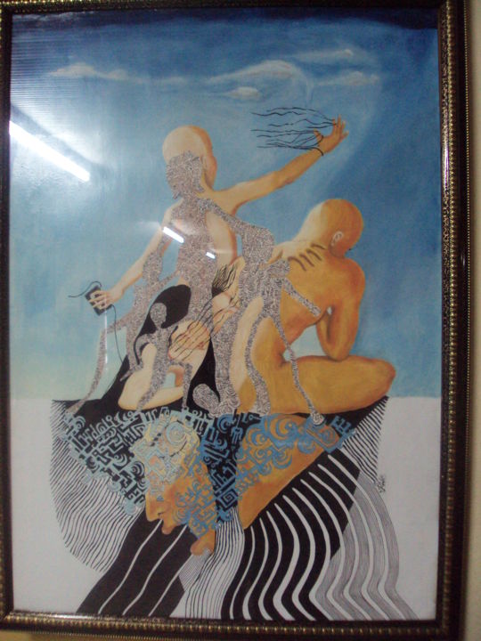 Peinture intitulée "Enregistrhumain (l'…" par Baleme Khettab, Œuvre d'art originale