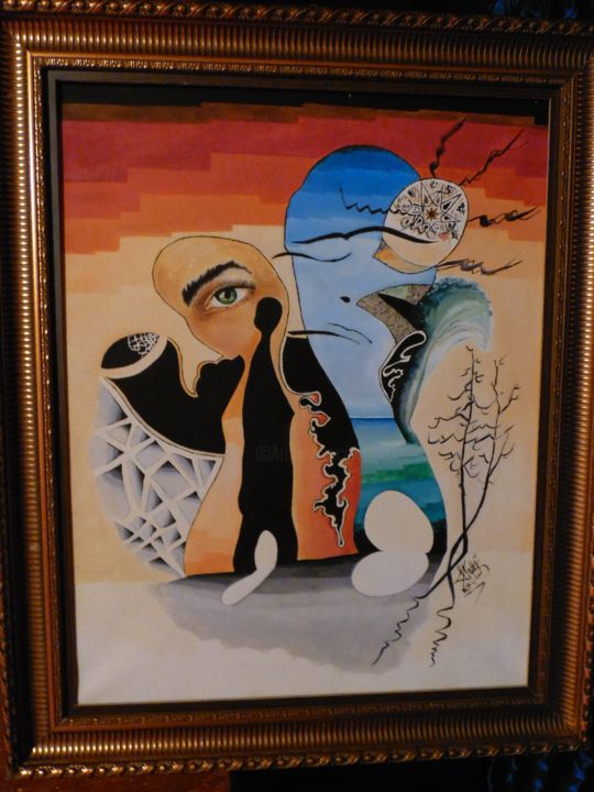 Pintura intitulada "Les proies de l'omb…" por Baleme Khettab, Obras de arte originais