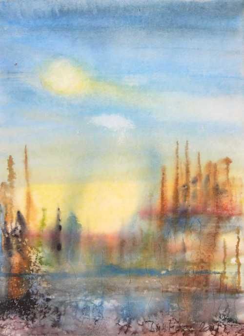 Peinture intitulée "Soleil paresseux" par Valentin, Œuvre d'art originale