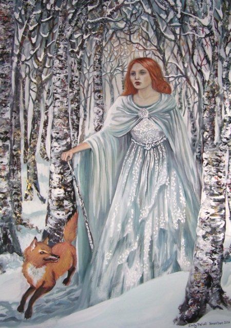 Painting titled "White Birch Witch" by Emily Balivet, Original Artwork, Other